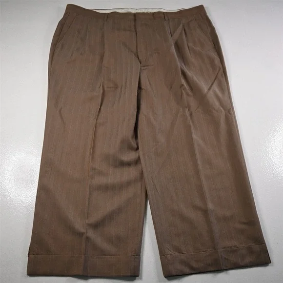 Pallini 52L 44x28 Brown Striped Boxy Baggy Mens Jacket Pants Suit